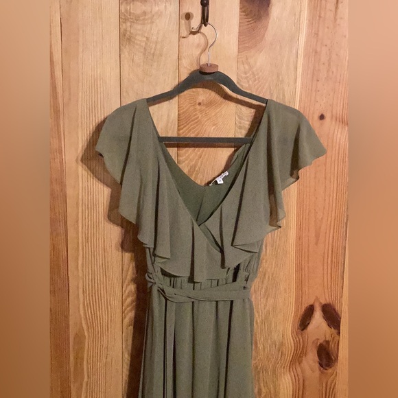 Baltic Born Katya Ruffle Maxi Dress olive green color - Picture 3 of 7